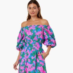 Lilly Pulitzer Shawnlee  Elbow Sleeve Off-The-Shoulder Cotton Midi Dress